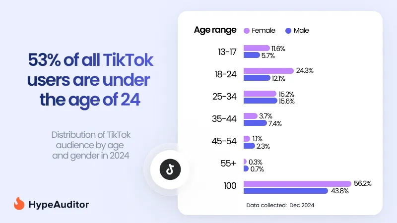 TikTok users' age demographics