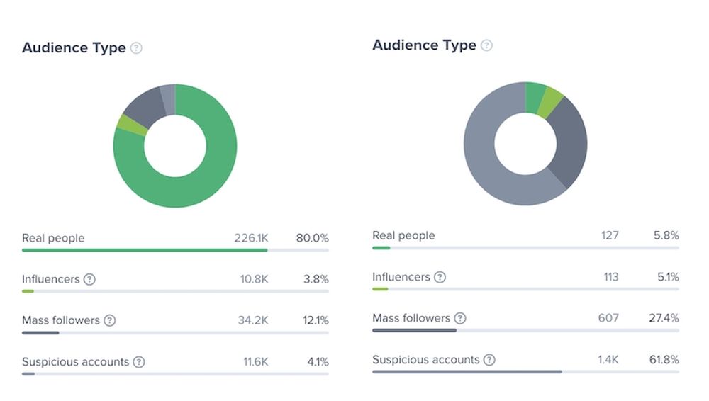 Audience analyzed by follower quality