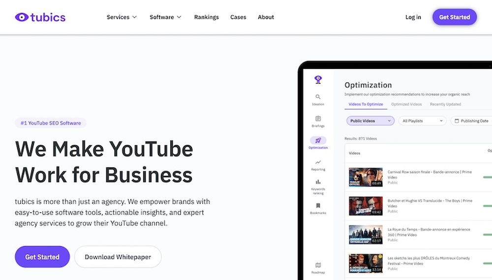 YouTube analytics tool by Tubics