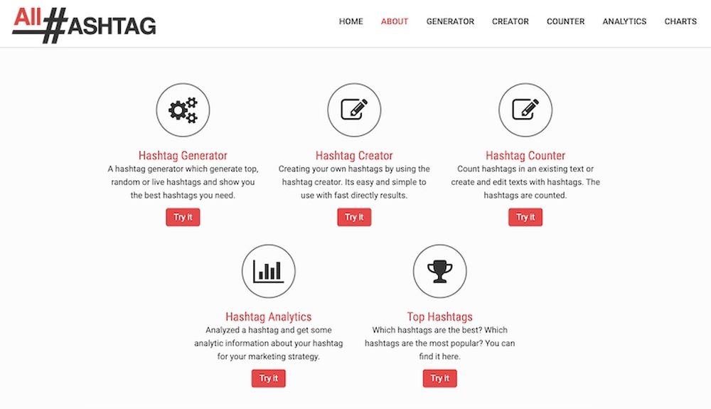 All Hashtags, a free hashtag creator