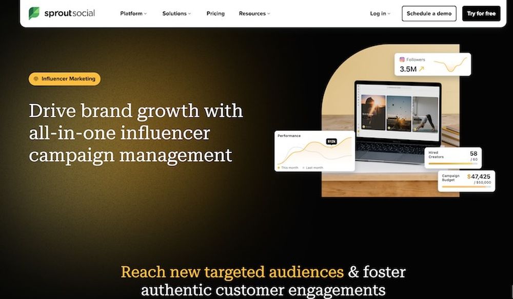 With Sprout Social's platform businesses can leverage social media marketing and influencer marketing features