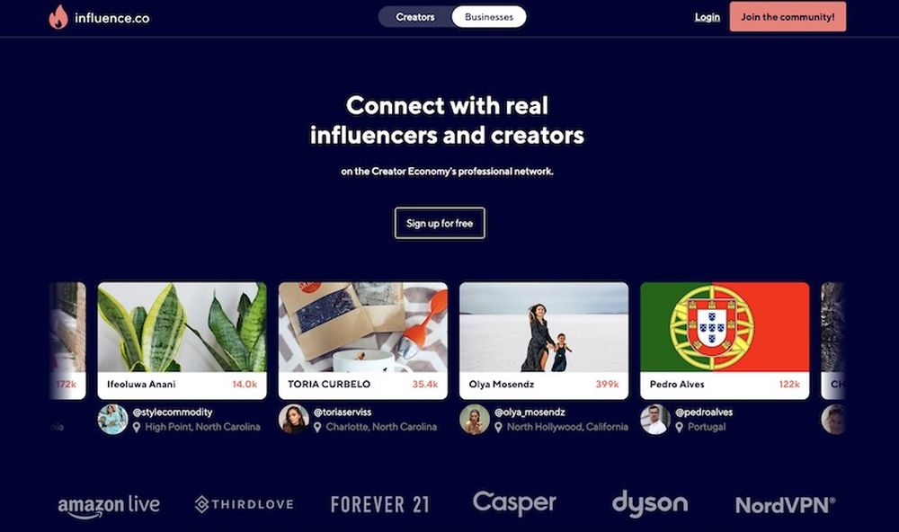 Influence.co's platform is accessible for small brands