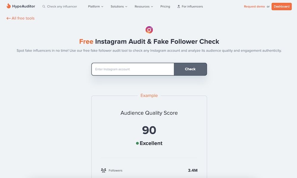 HypeAuditor's Instagram Audit and Fake Follower Checker
