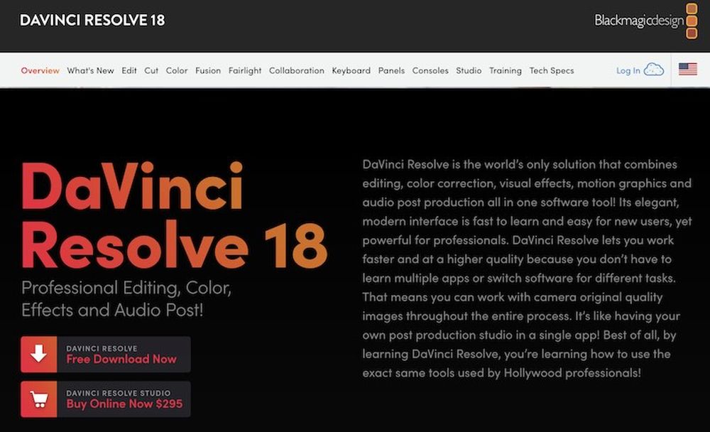 DaVinci Resolve is a video editing software