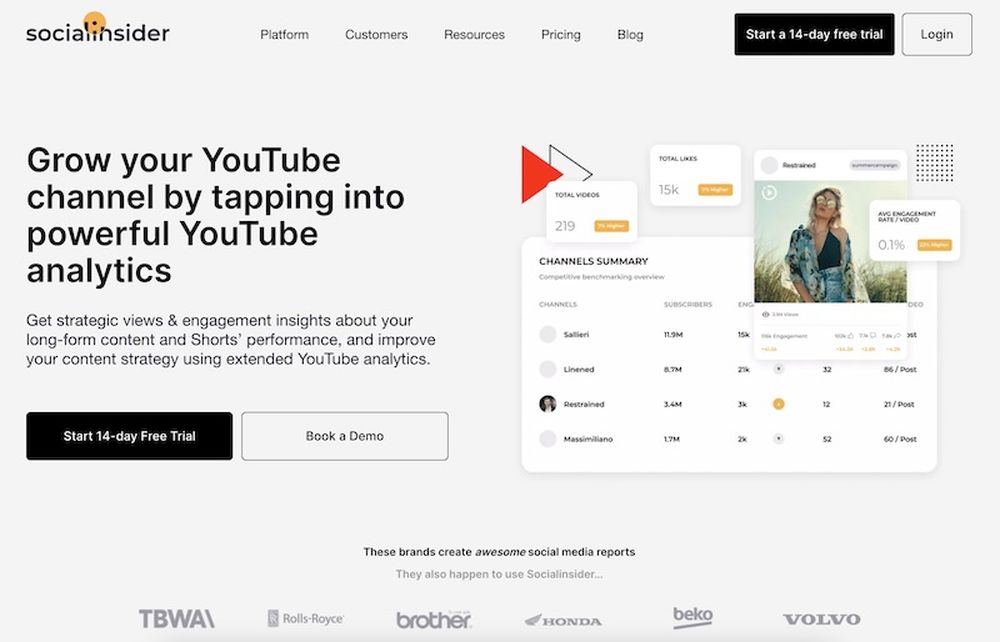 Social Insider's YouTube analytics solution