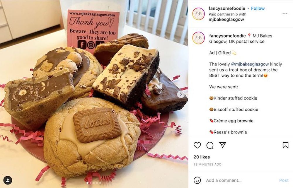 baked goods gifted by mjbakesglasgow