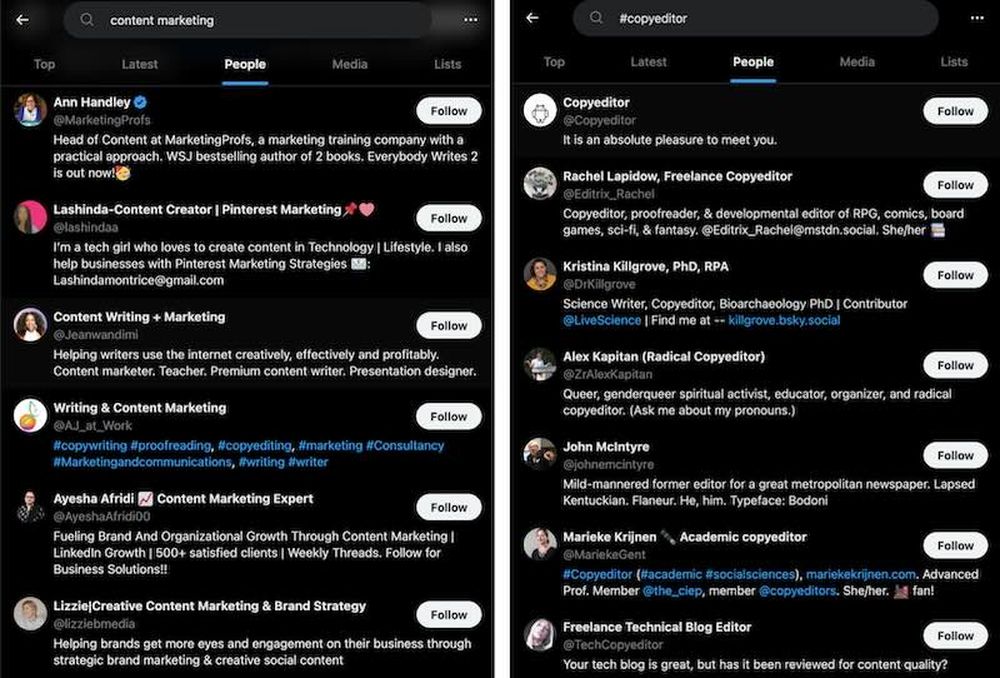 Search for influencers by hashtags and keywords