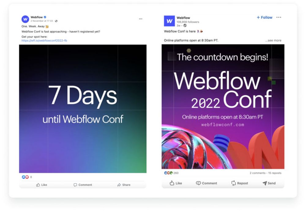 promoting the same event on different social networks