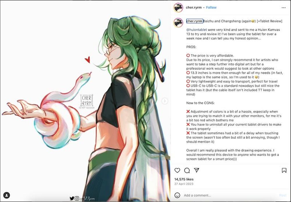 graphic designer cher.ryrm reviews Huion's tablet