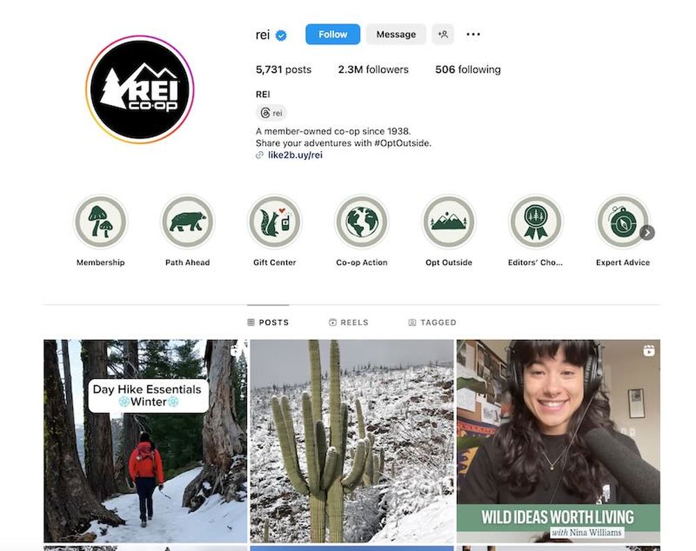 REI's feed is full of UGC