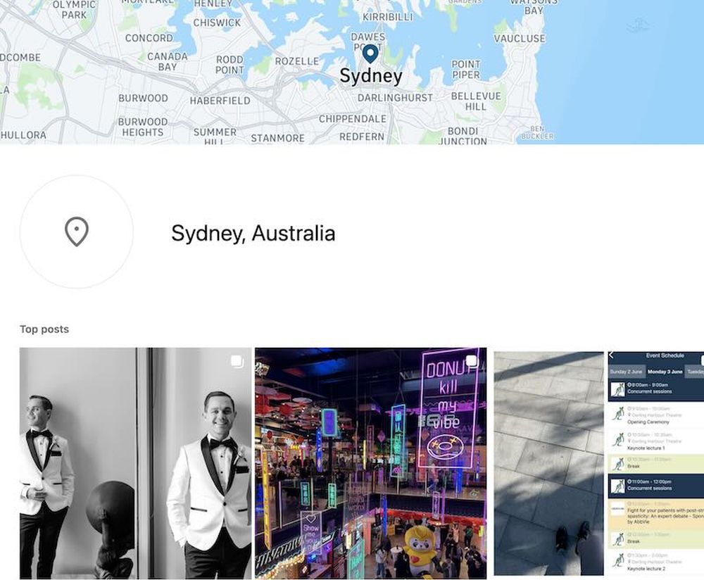 Posts that use location geotags on Instagram