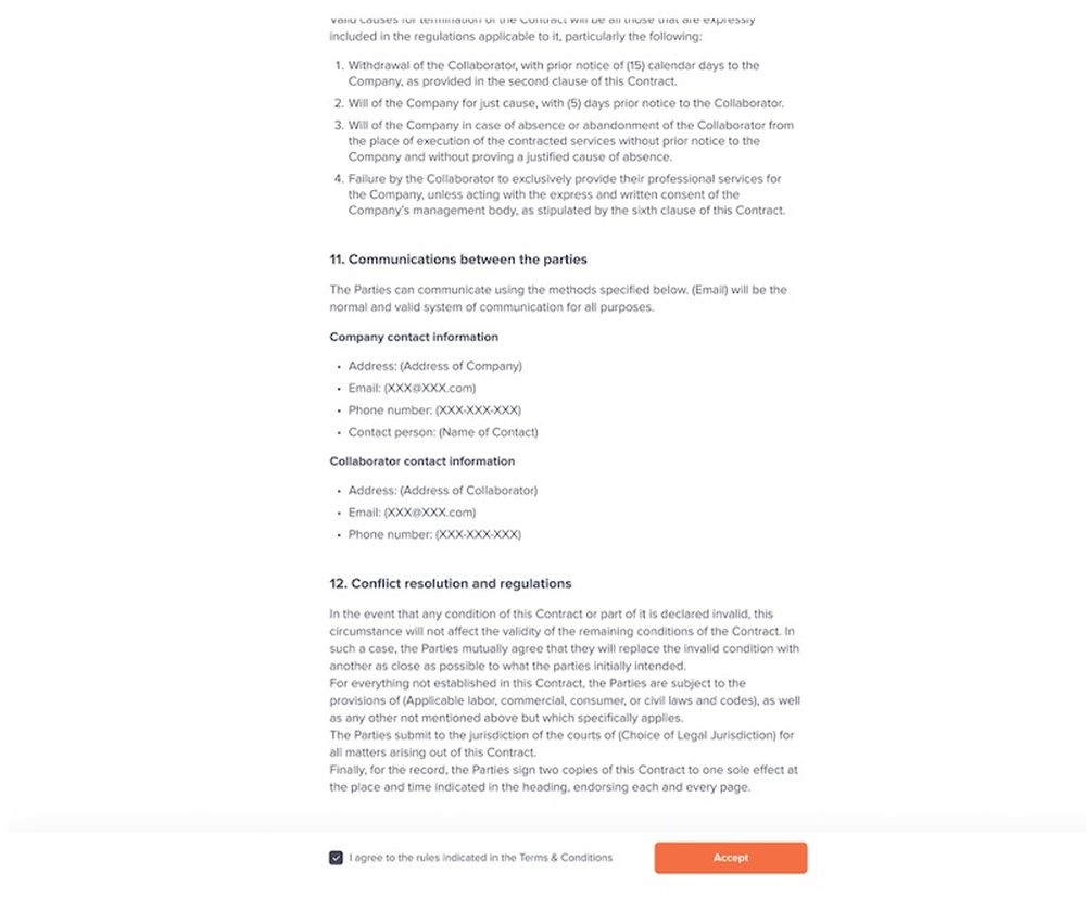 HypeAuditor's influencer contract sample