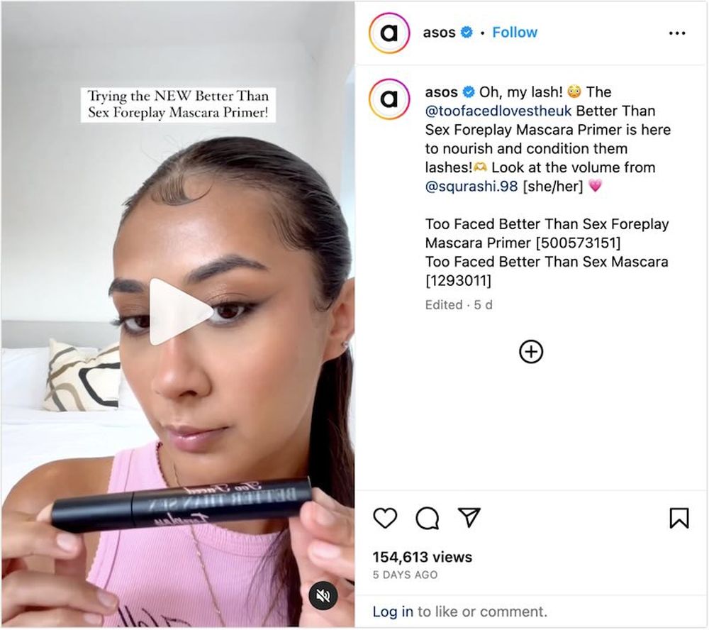 A collaboration between Asos and an influencer