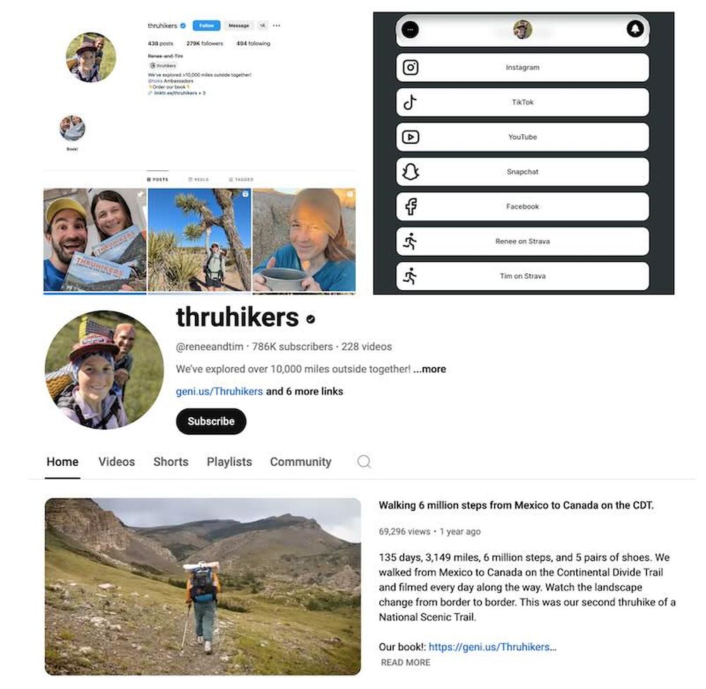 Instagram and YouTube channels