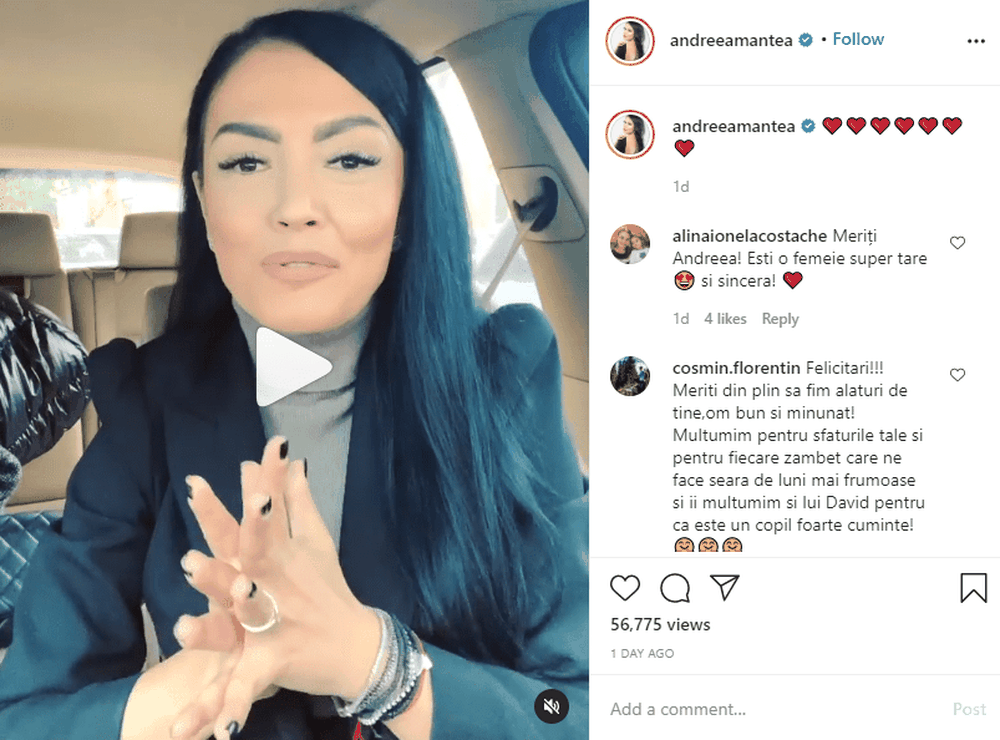 Andreea Mantea's Instagram page