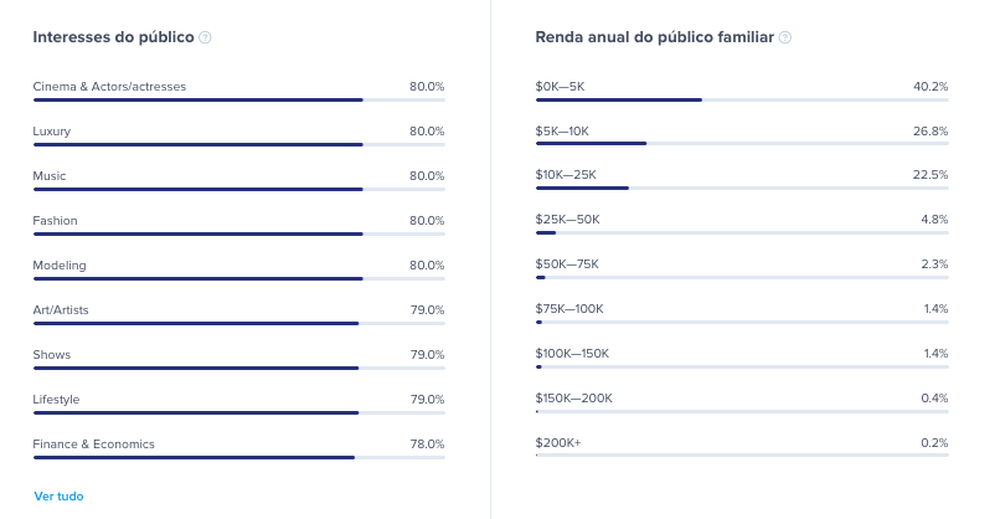 interesses dos seguidores hypeauditor