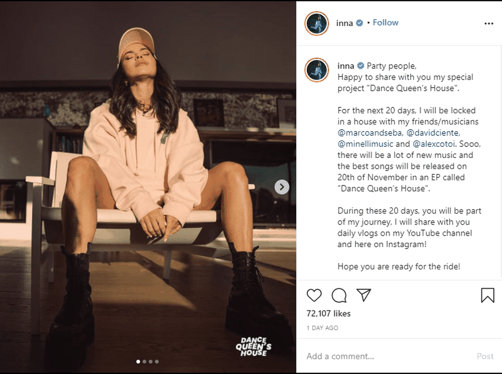 Inna's Instagram page