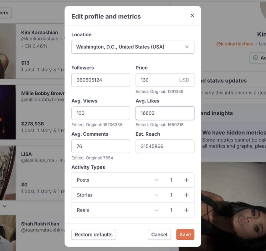 Media plans metrics