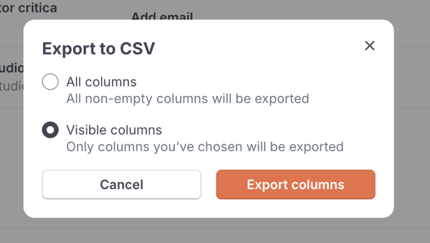 CSV exports