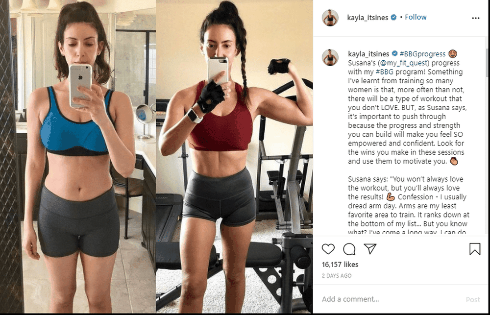 Kayla Itsines' Instagram page