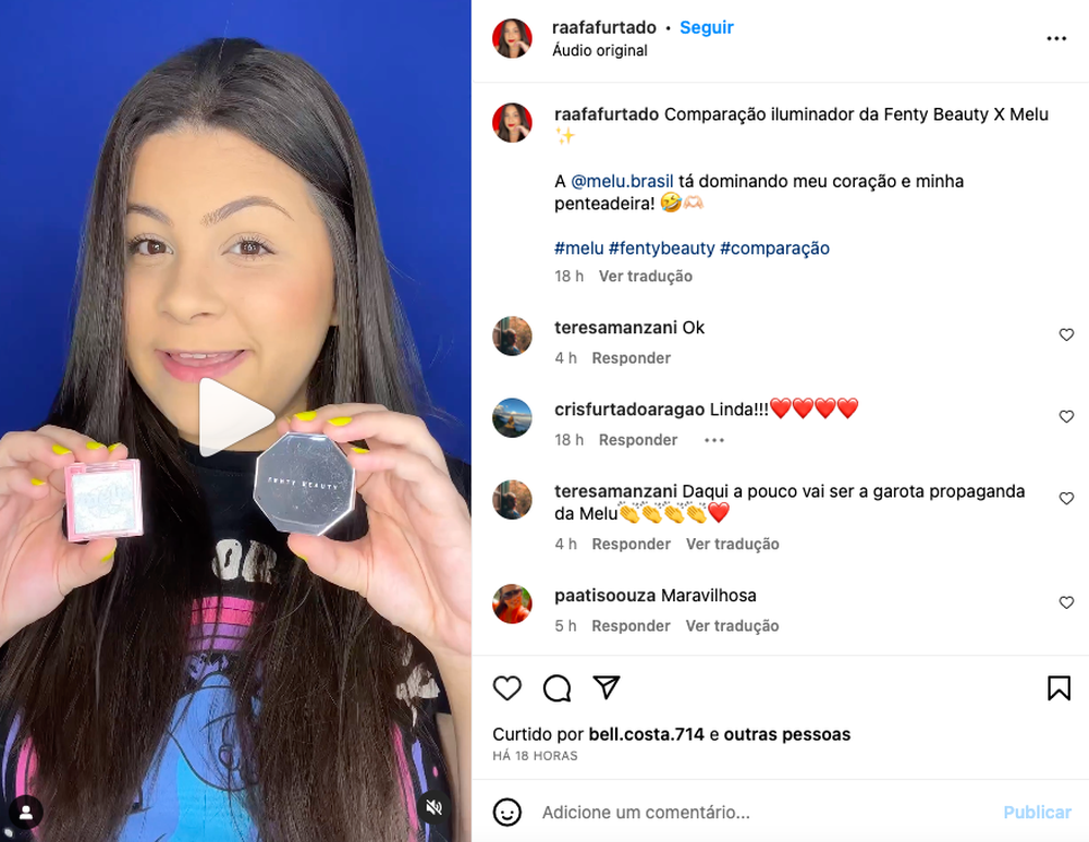 comparação melú e fenty beauty