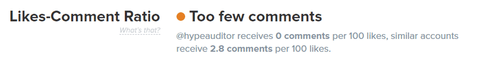 Likes-comment ratio in Account Analytics in HypeAuditor