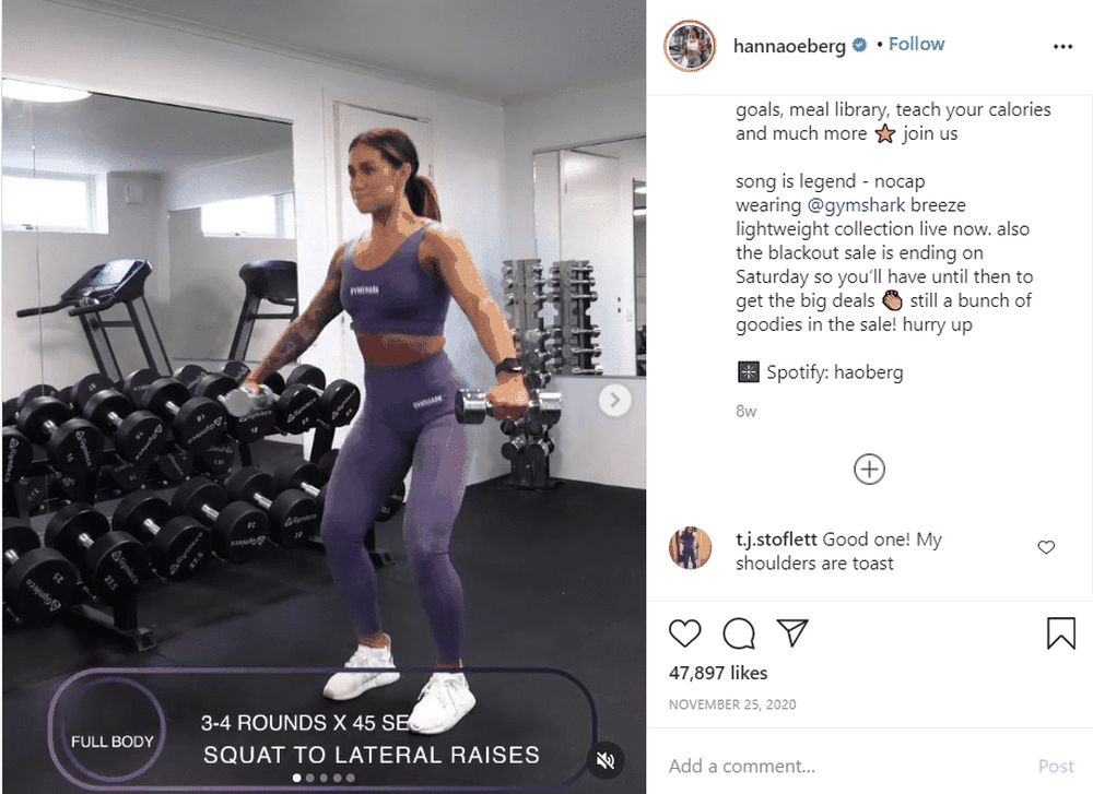 Examples of Gymshark’s Instagram Influencer Posts - 1