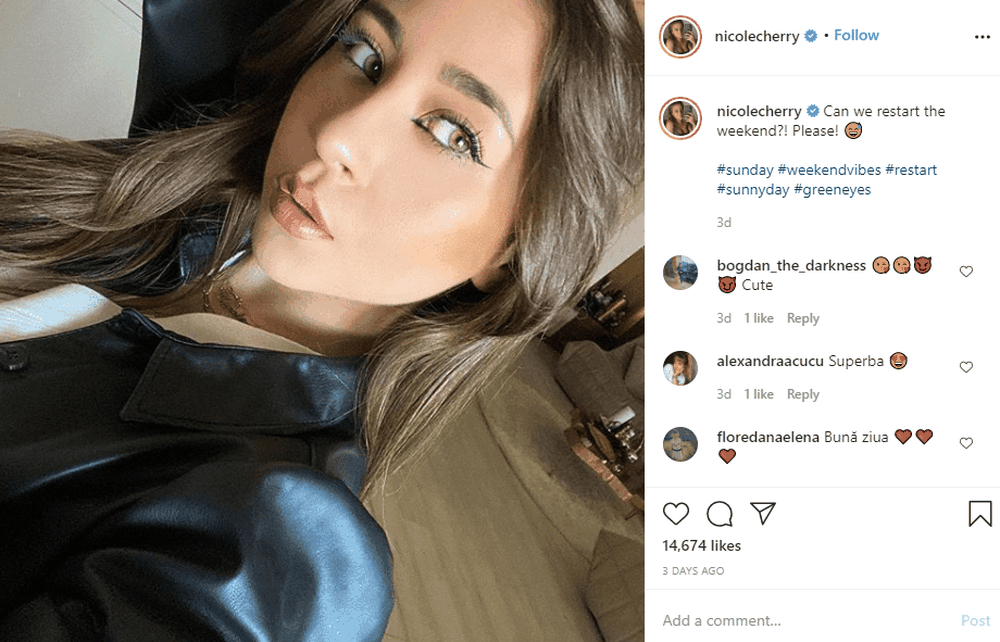 Nicolecherry's Instagram page