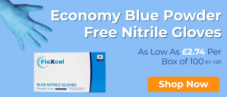 Blue nitrile gloves as low as £2.74 per box of 100