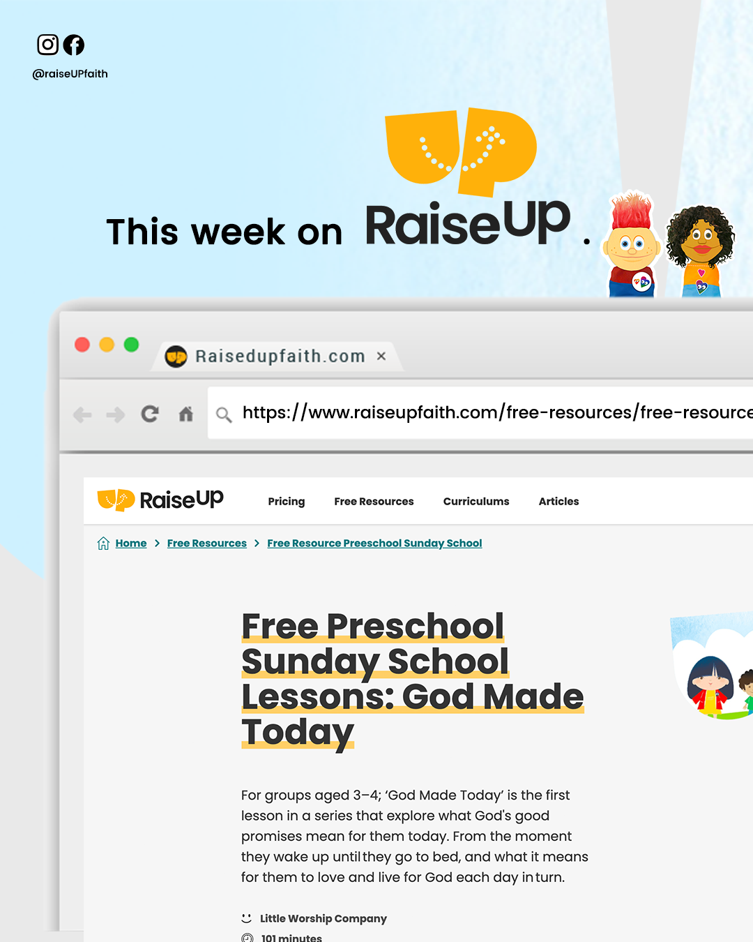 Free Preschool Sunday School Lessons: God Made Today - RaiseUp Faith