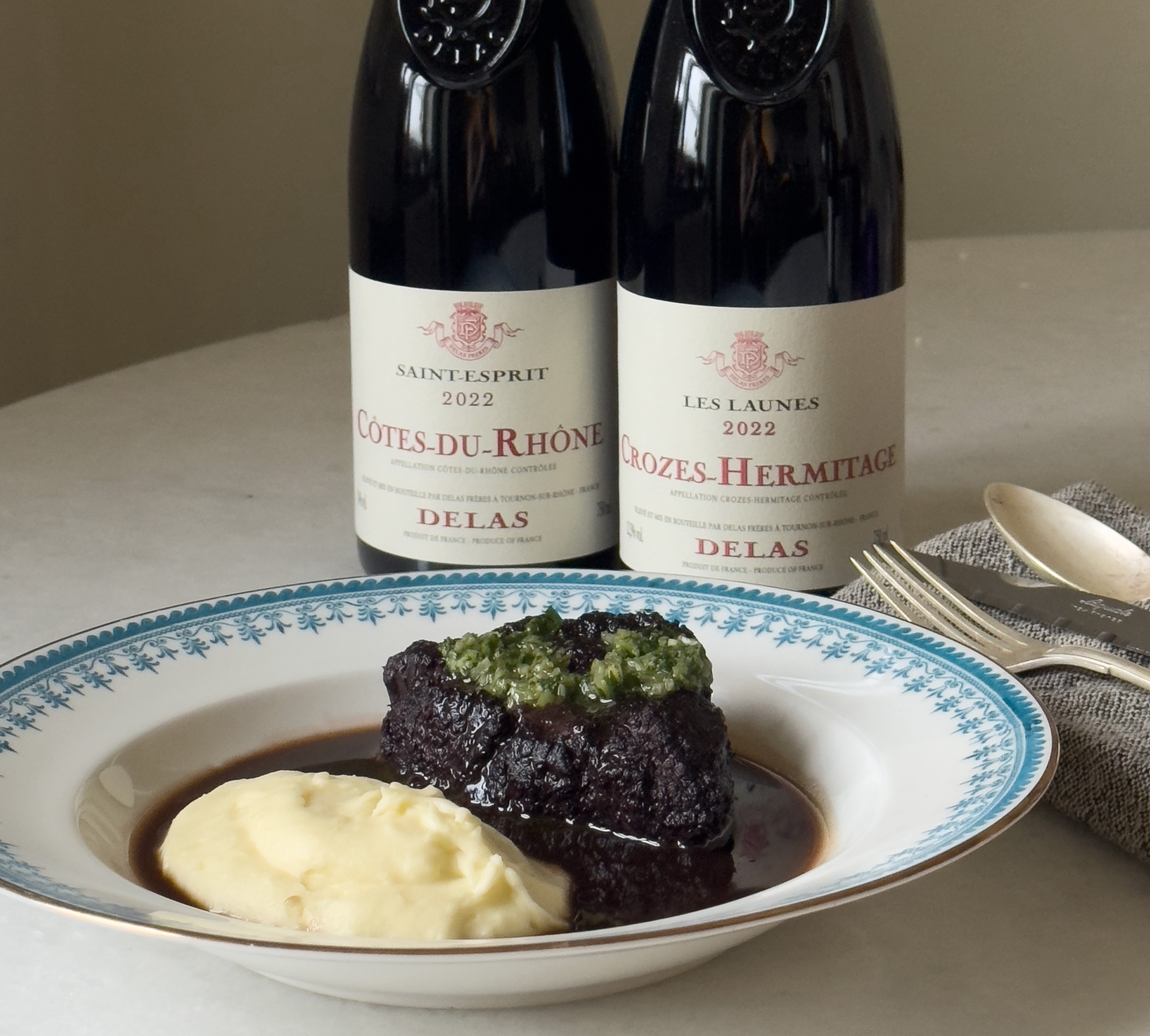 Rödvinsbräserad Oxkind med potatispuré