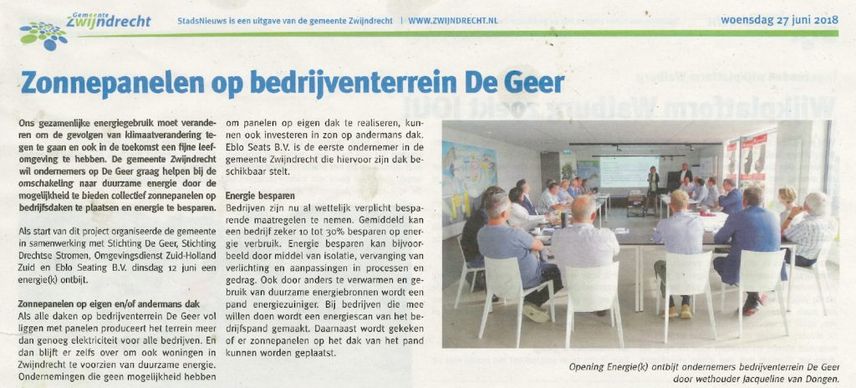 Zonnepanelen op het dak van EBLO