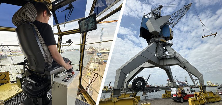 Installatie van een nieuwe kraanstoel voor boskalis offshore equipment