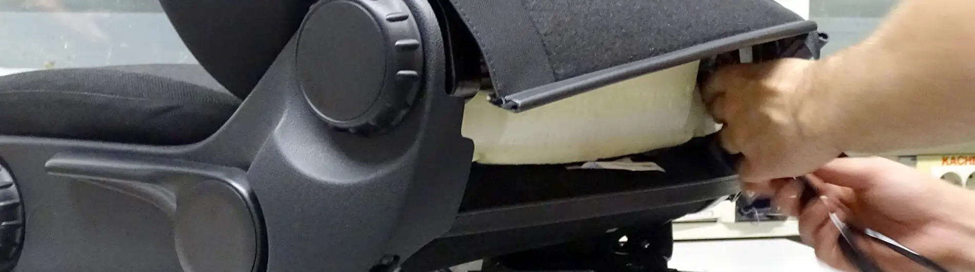 Meer ondersteuning van de rug met een ingebouwde lendensteun in een Mercedes Vito busje