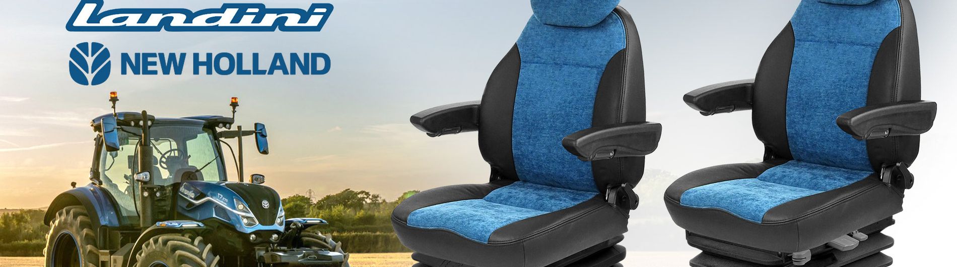 UnitedSeats C1 stoel met 'blauwe' opties voor Ford, Landini, New Holland trekkers