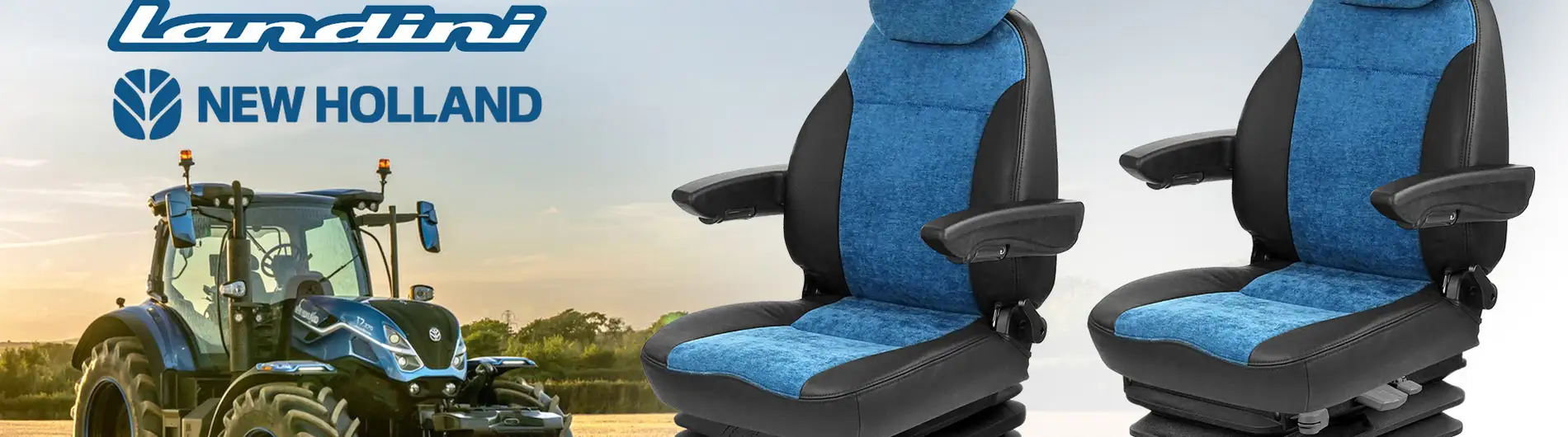UnitedSeats C1 stoel met 'blauwe' opties voor Ford, Landini, New Holland trekkers