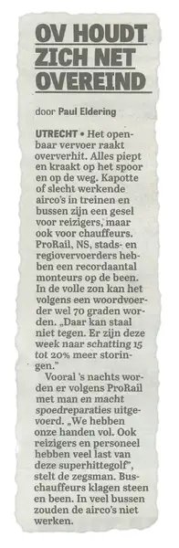 Zeitungsartikel über Hitze in Bussen