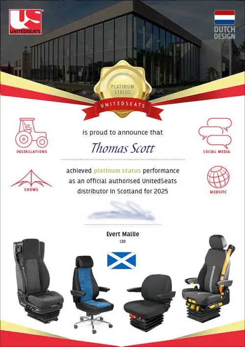 Platinum Award for UnitedSeats dealer Thomas Scott