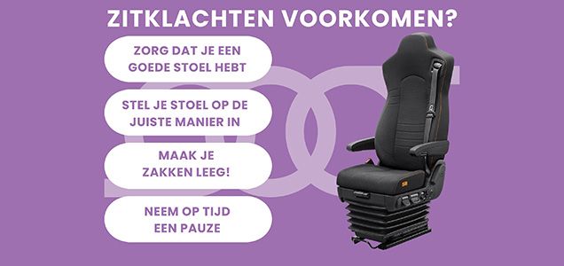 Zitklachten voorkomen vrachtwagen stoel