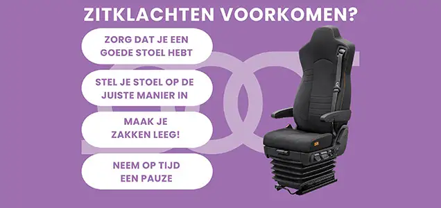 Zitklachten voorkomen vrachtwagen stoel