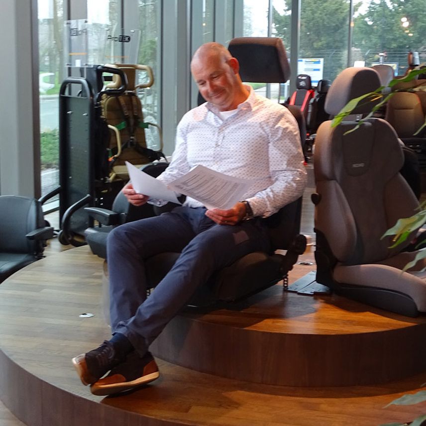 Evert Mallie van EBLO Seating in uitzending RTL Transportwereld