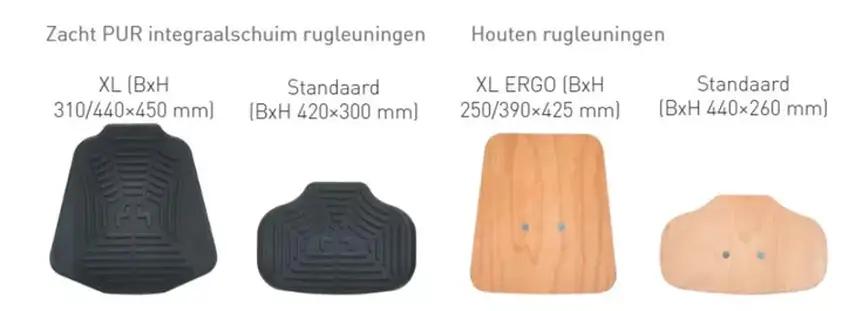 Verschiedene Rückenlehnen von Werksitz