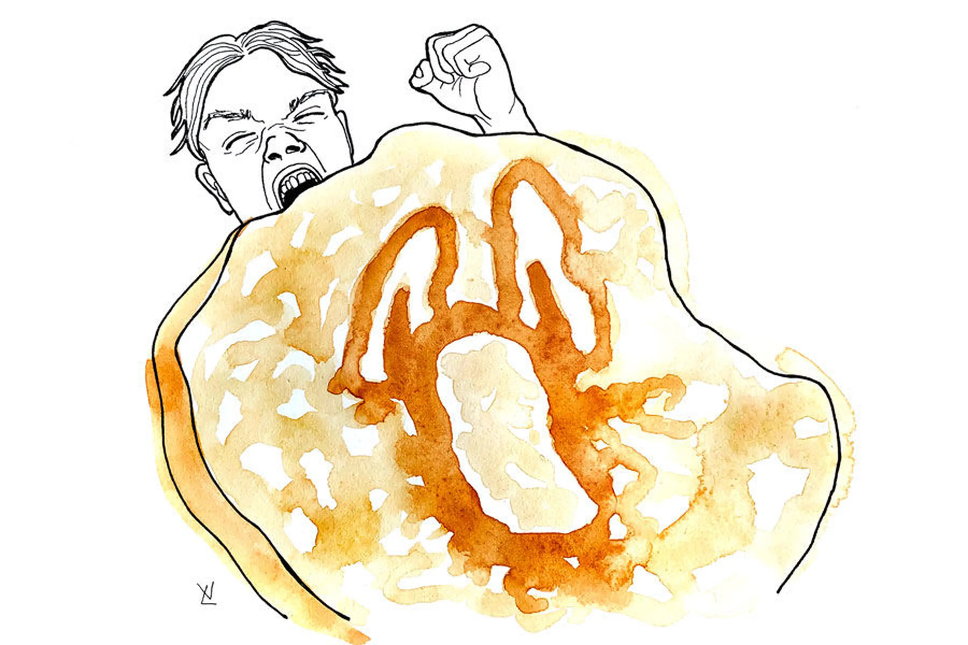 Man fighting a pancake