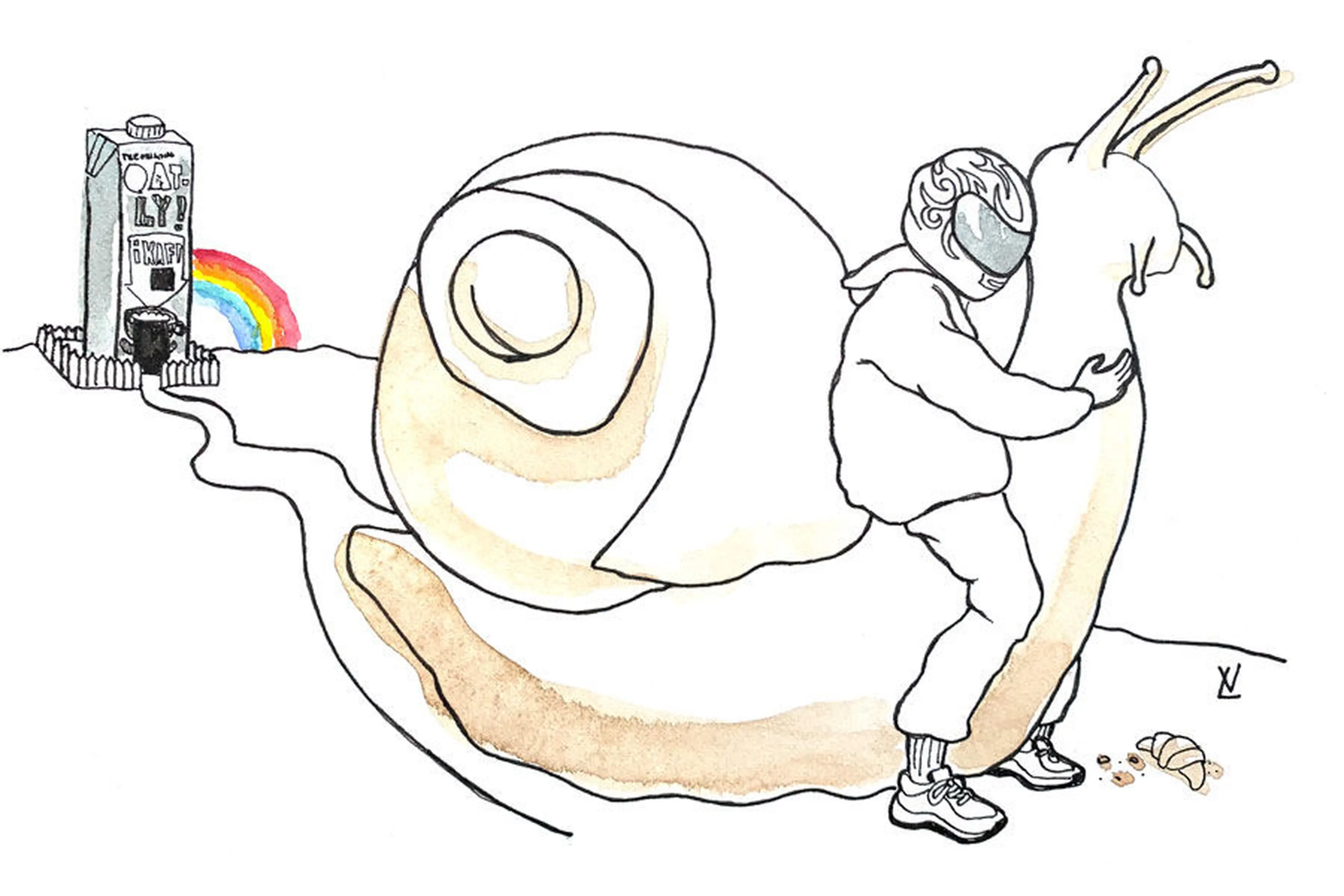 Person riding a snail