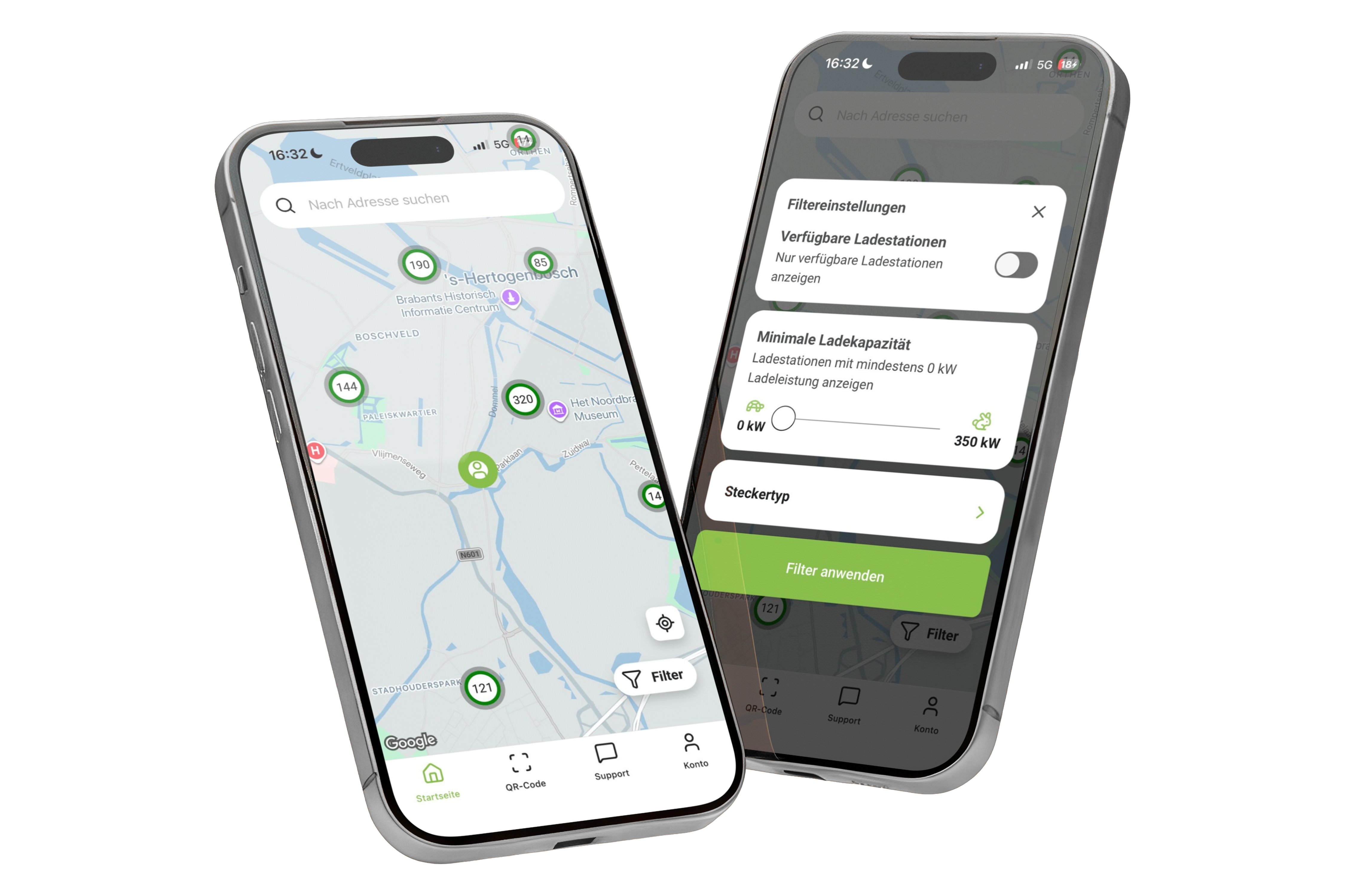 Mock-up twee schuine telefoons map en filter