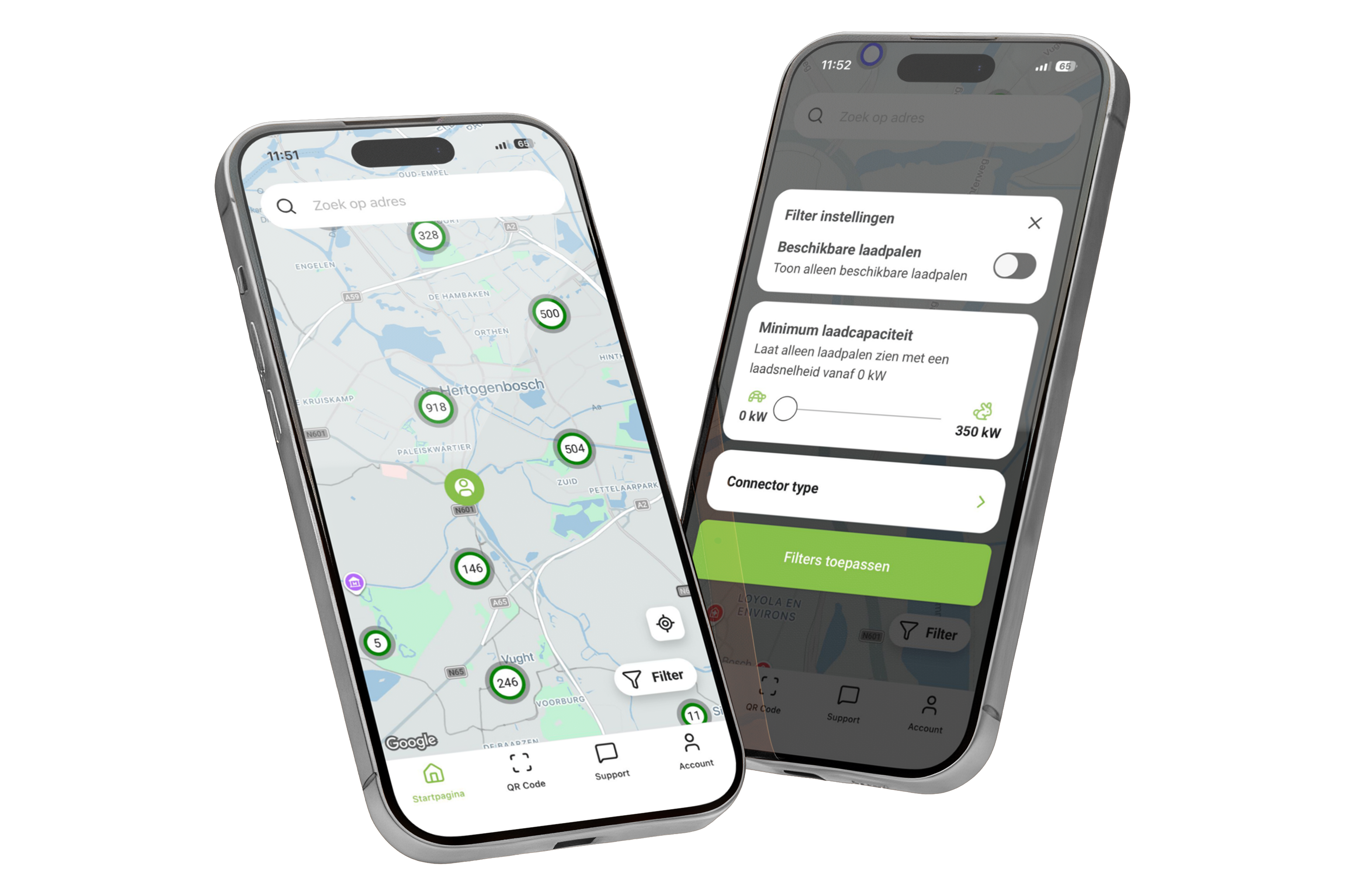 Mock-up twee schuine telefoons map + filters