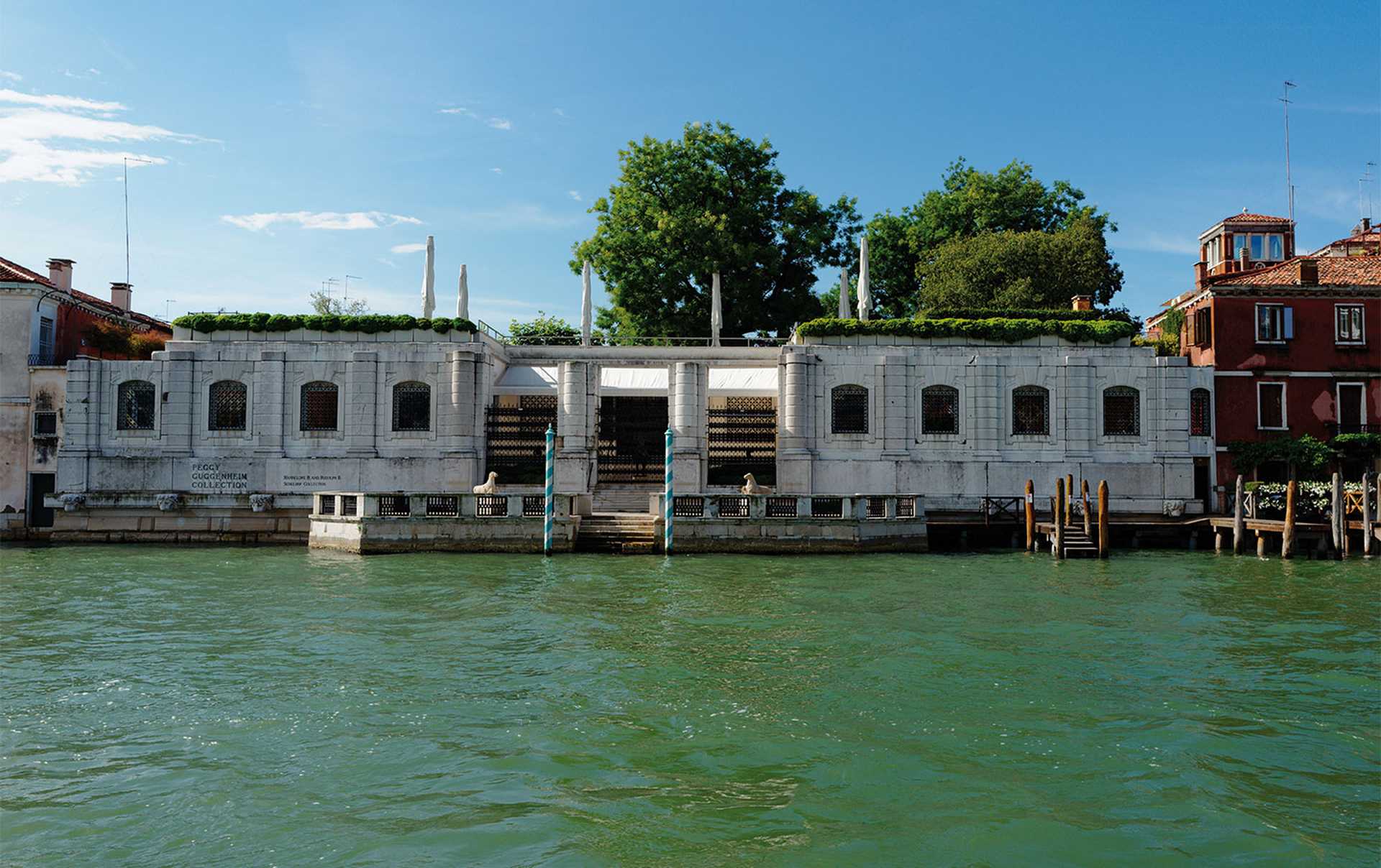 Venice, Italy. View from vaporetto on the Grand Canal and the Peggy Guggenheim Collection.
