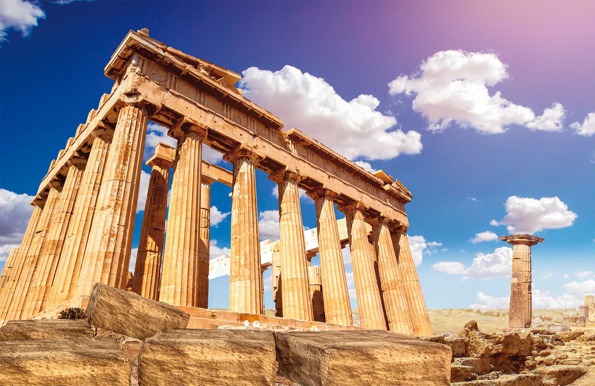 ruins of Parthenon temple of goddess Athena in Acropolis Athens, Greece