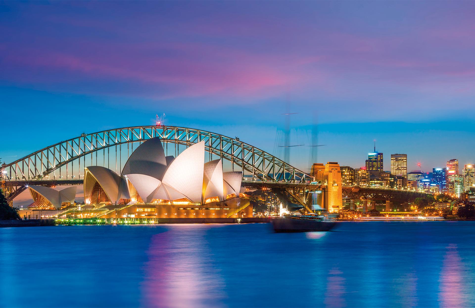 Downtown Sydney skyline in Australia at twilight