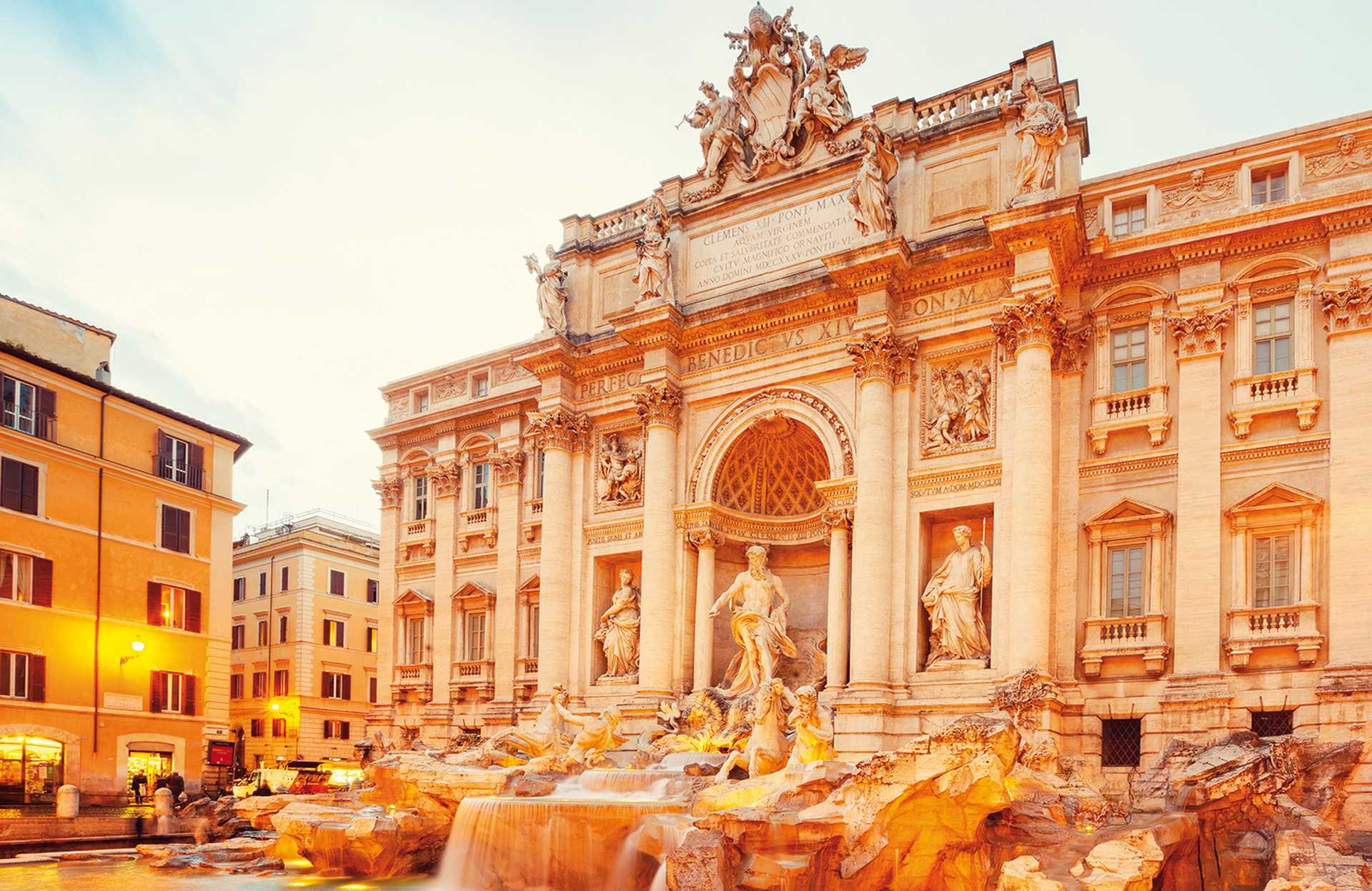 one of the most famous spots in rome, the trevi fountain.